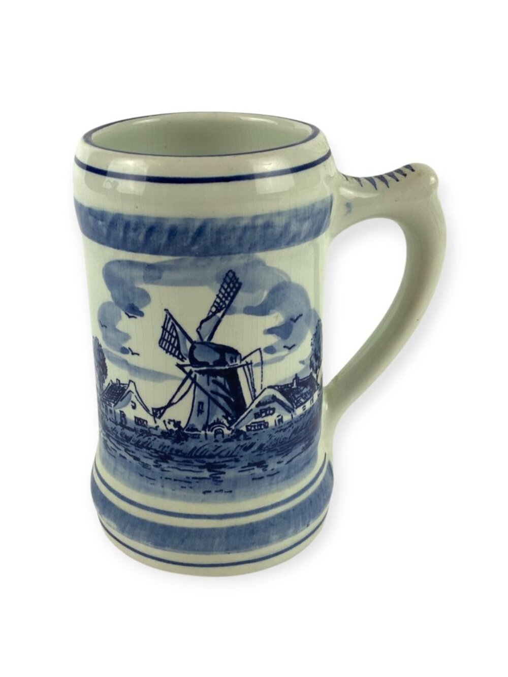 Delft Blue Ceramic Coffee Mug Cup Windmill Design Hand Painted Dutch Style